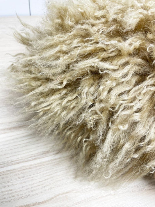 cynthia rowley mongolian sheepskin shag throw pillow - good market thrift store