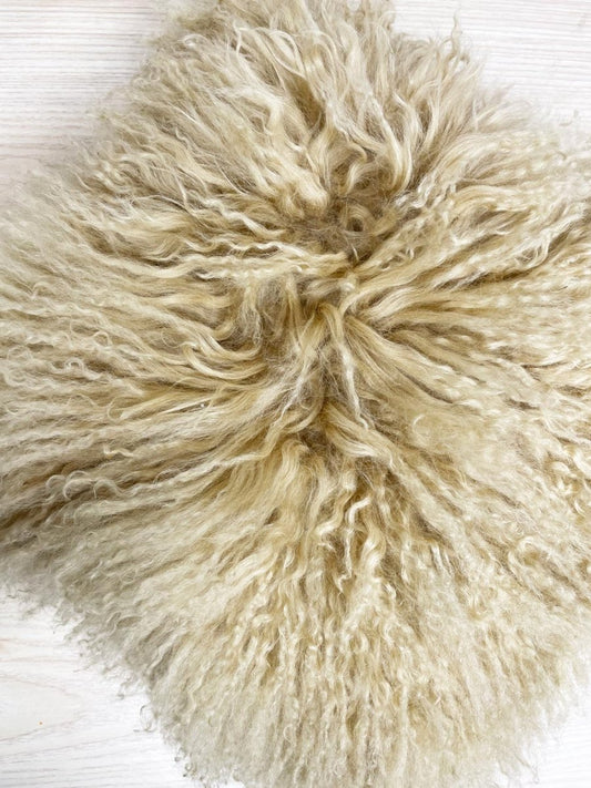 cynthia rowley mongolian sheepskin shag throw pillow - good market thrift store