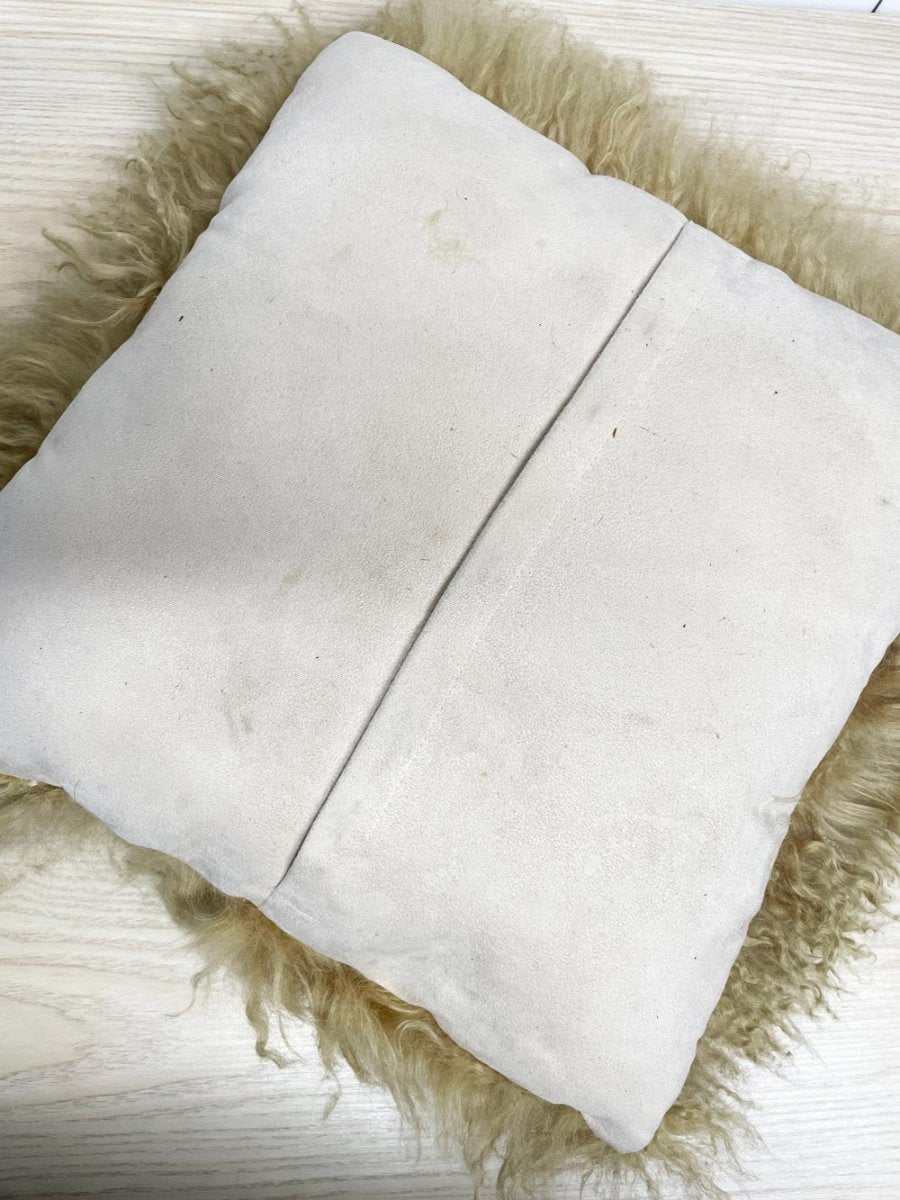 cynthia rowley mongolian sheepskin shag throw pillow - good market thrift store