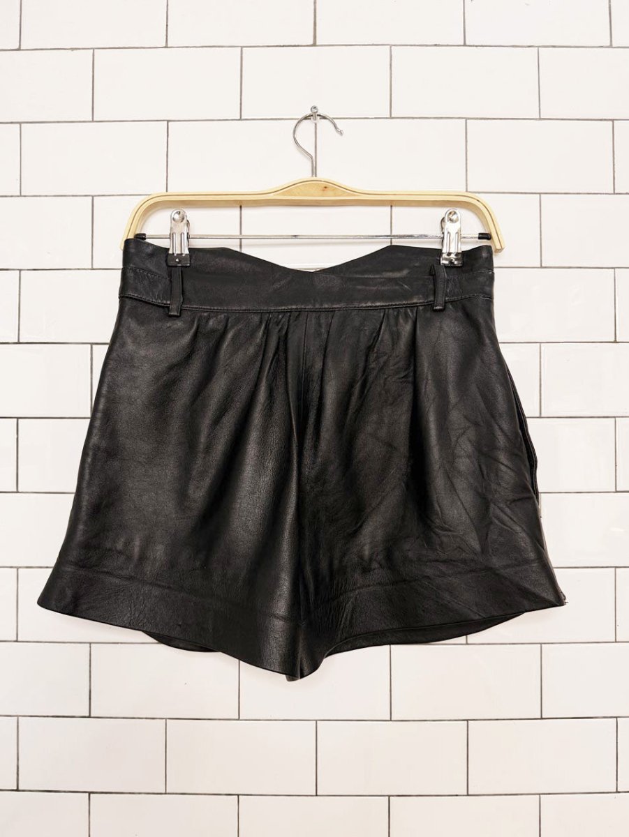 cynthia steffe butter leather pleated trouser shorts | lambskin - good market thrift store