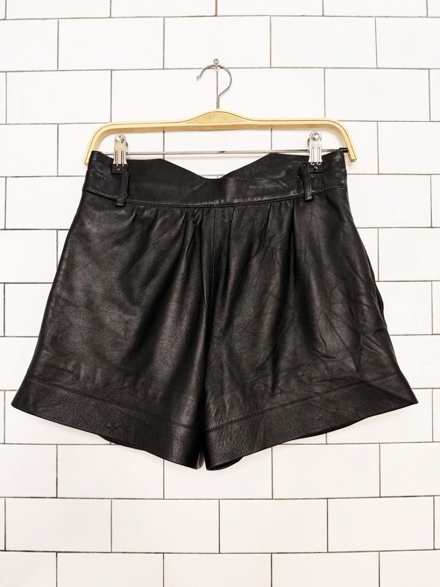 cynthia steffe butter leather pleated trouser shorts | lambskin - good market thrift store