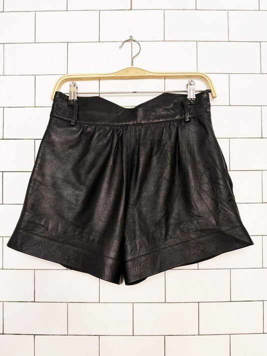 cynthia steffe butter leather pleated trouser shorts | lambskin - good market thrift store