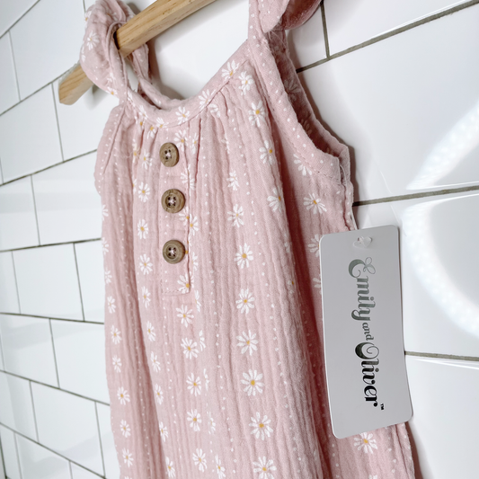 nwt emily & oliver daisy gauze romper set - size 12M
