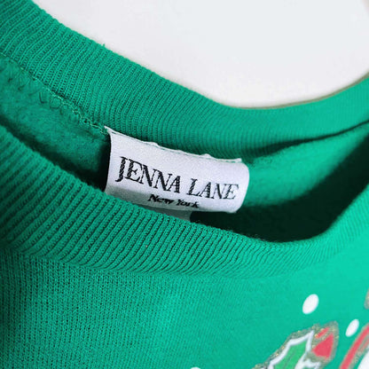 vintage jenna lane ny dancing reindeer graphic holiday crew - size medium