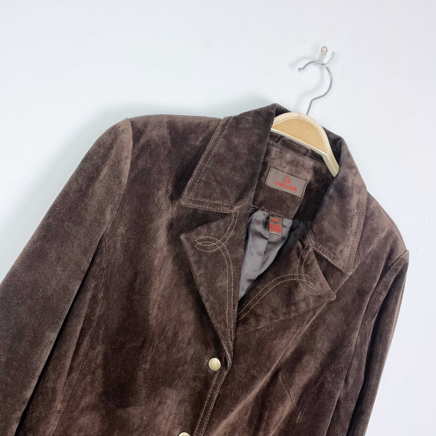 vintage danier brown suede western stitch jacket - size small