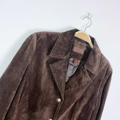 vintage danier brown suede western stitch jacket - size small