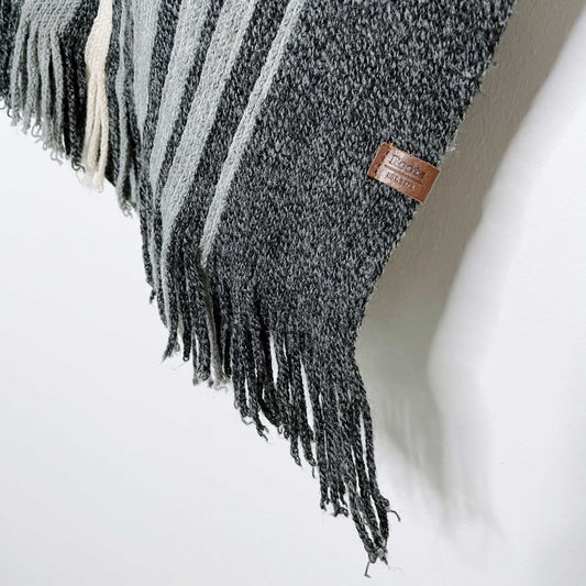 roots 2018 grey blanket stripe knit poncho