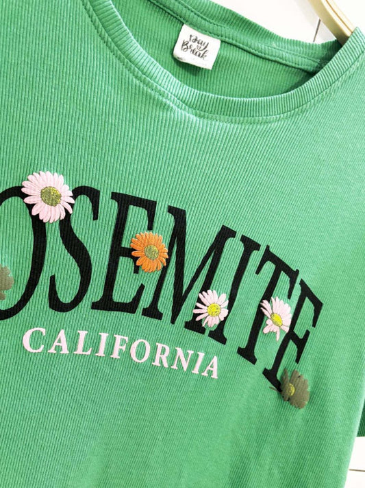 day break yosemite california ribbed cropped fit tee - good market thrift store