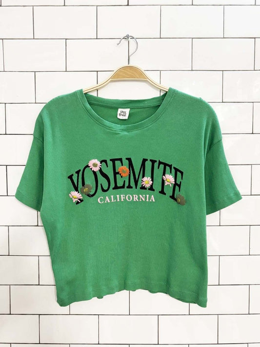 day break yosemite california ribbed cropped fit tee - good market thrift store