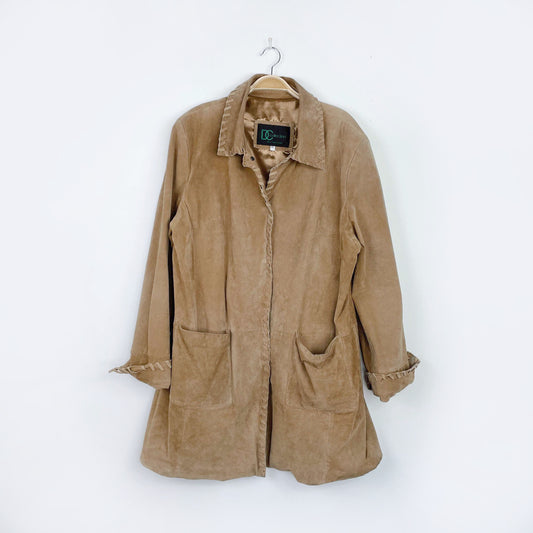 vintage dc braided trim suede rancher jacket - size xl