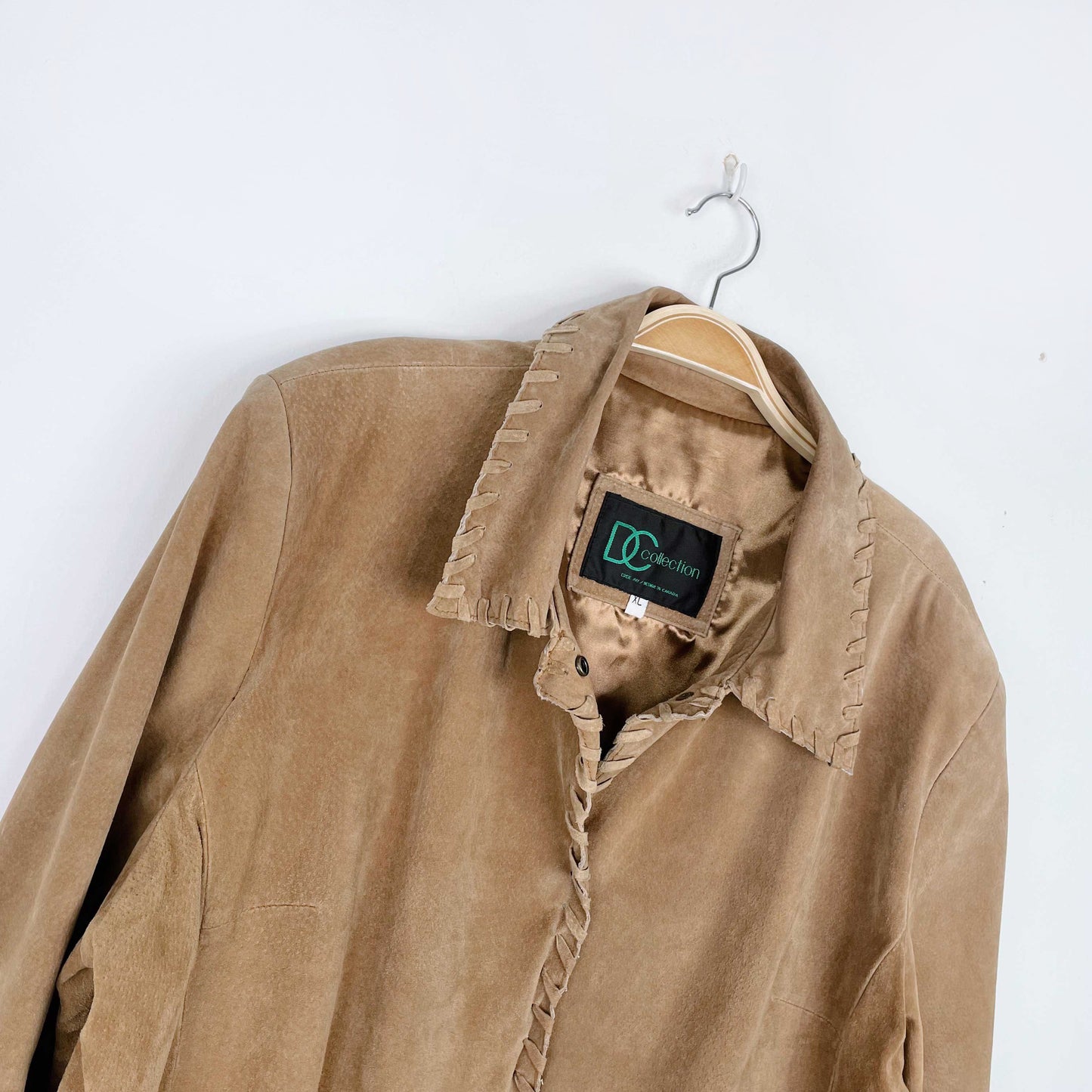 vintage dc braided trim suede rancher jacket - size xl