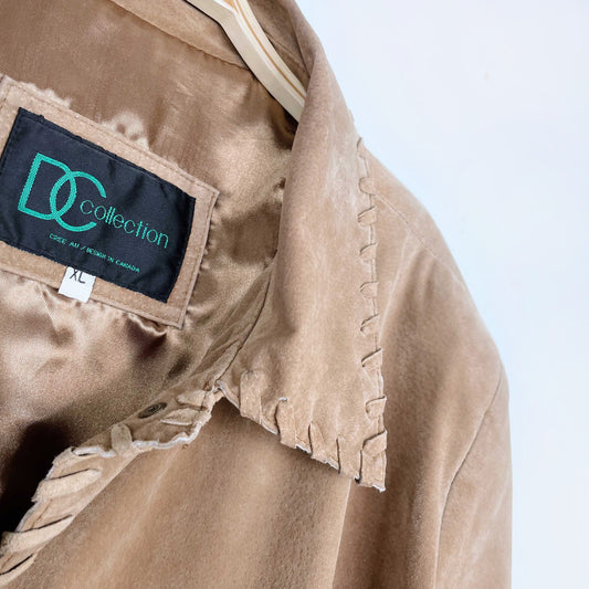 vintage dc braided trim suede rancher jacket - size xl