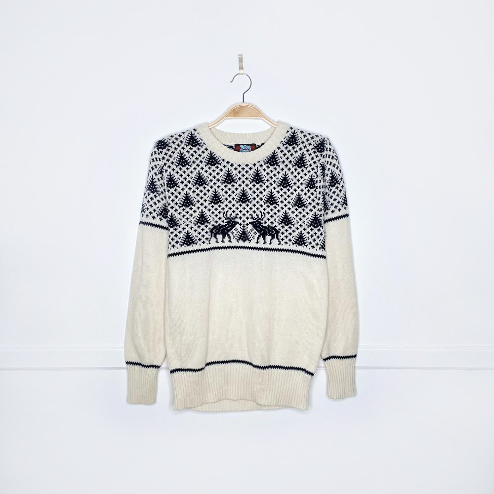 vintage 80s wise guys reindeer forest knit crew