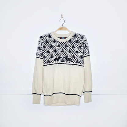 vintage 80s wise guys reindeer forest knit crew