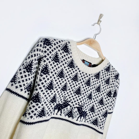vintage 80s wise guys reindeer forest knit crew