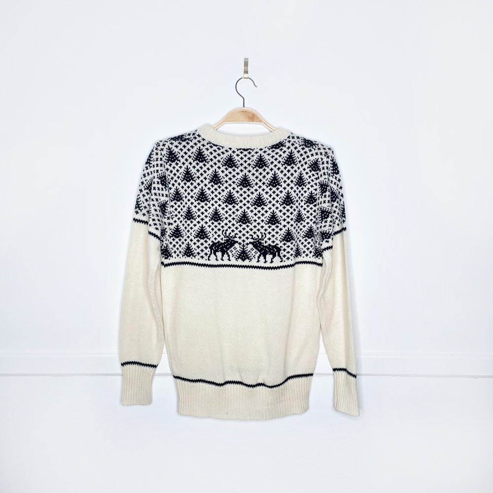 vintage 80s wise guys reindeer forest knit crew