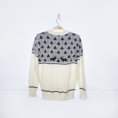 vintage 80s wise guys reindeer forest knit crew