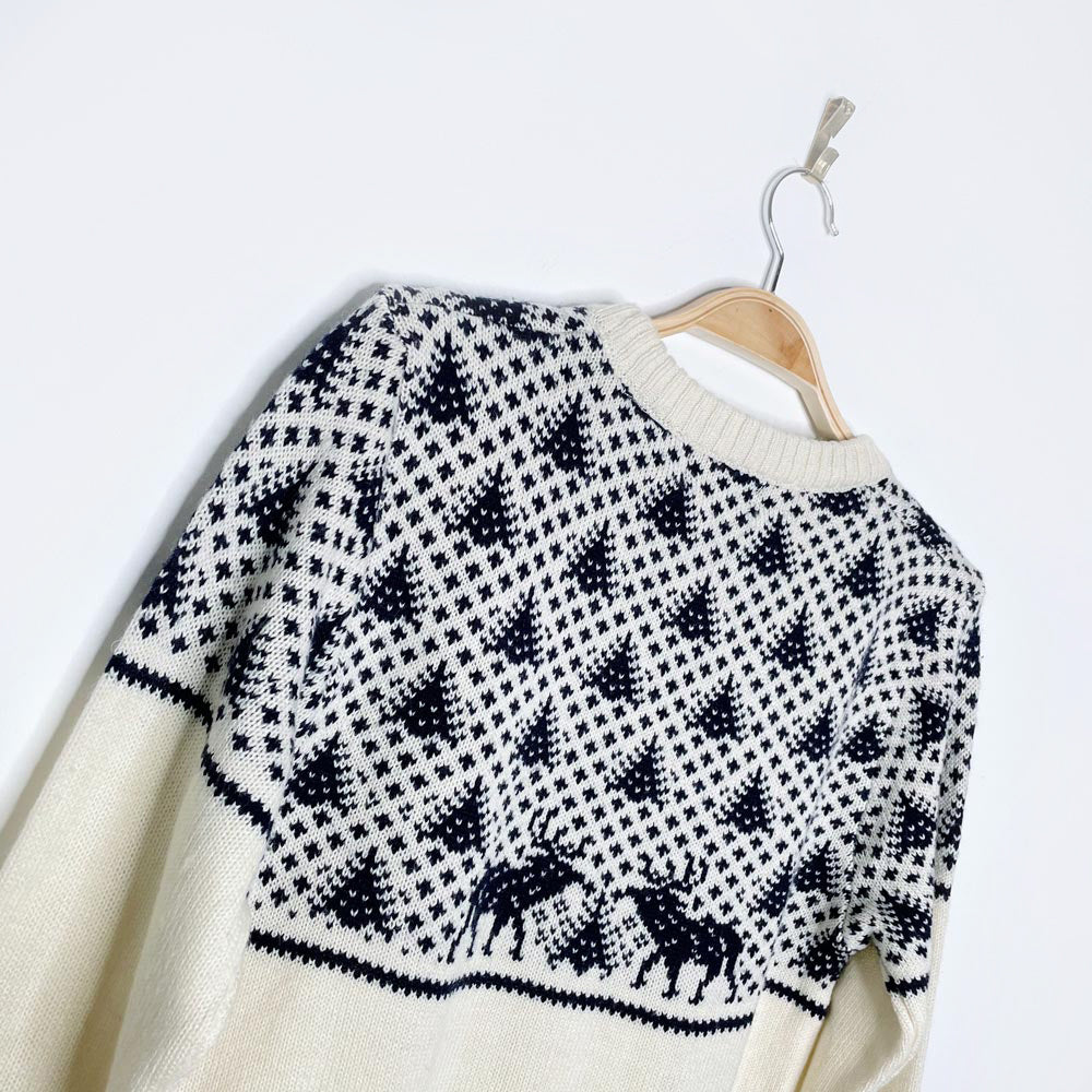 vintage 80s wise guys reindeer forest knit crew