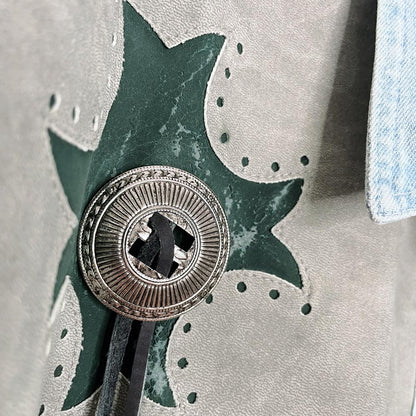 vintage 90s western passion concho + braided trim denim shirt