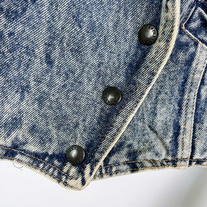 vintage 80s prezzia suede fringe denim jacket - size medium