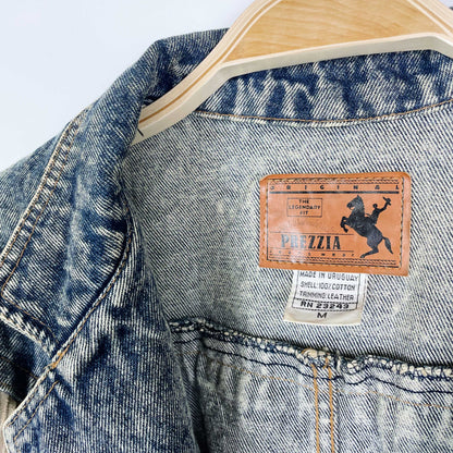vintage 80s prezzia suede fringe denim jacket - size medium