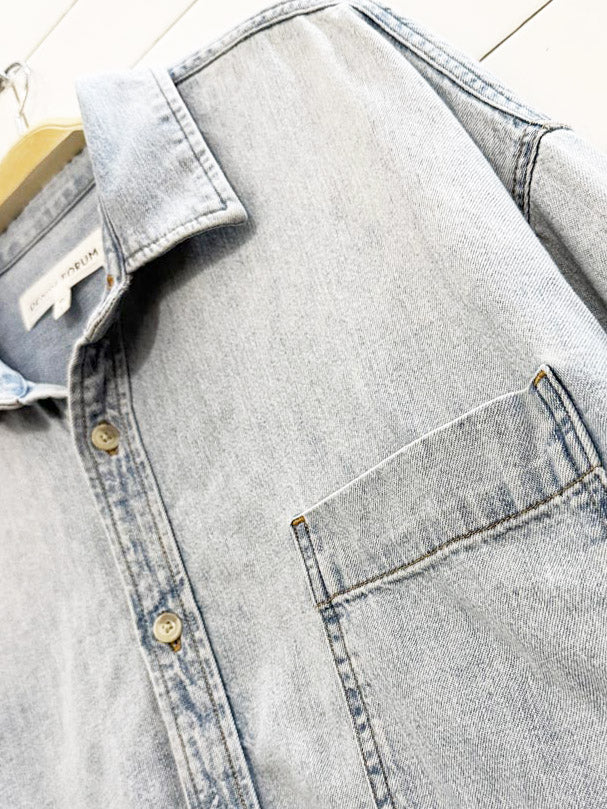 denim forum the 80s comfy denim shirt | aritzia - good market thrift store