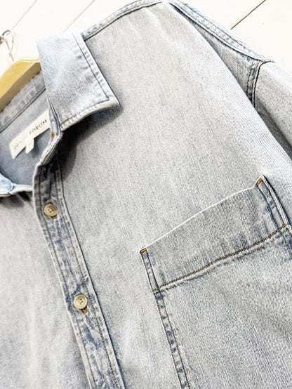 denim forum the 80s comfy denim shirt | aritzia - good market thrift store