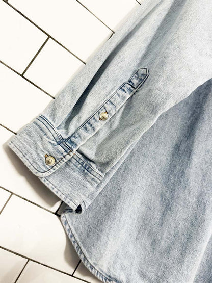 denim forum the 80s comfy denim shirt | aritzia - good market thrift store