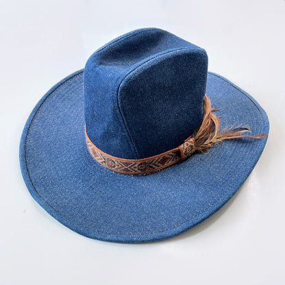 vintage lanning denim rancher cowboy hat