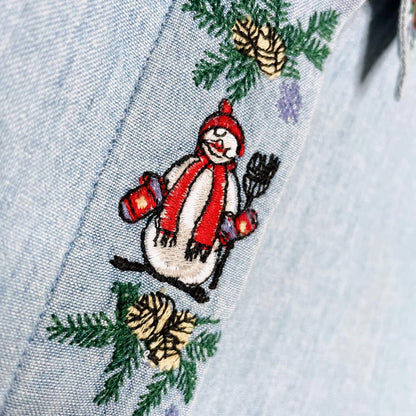 vintage 90s tabi embroidered mittens collar denim shirt