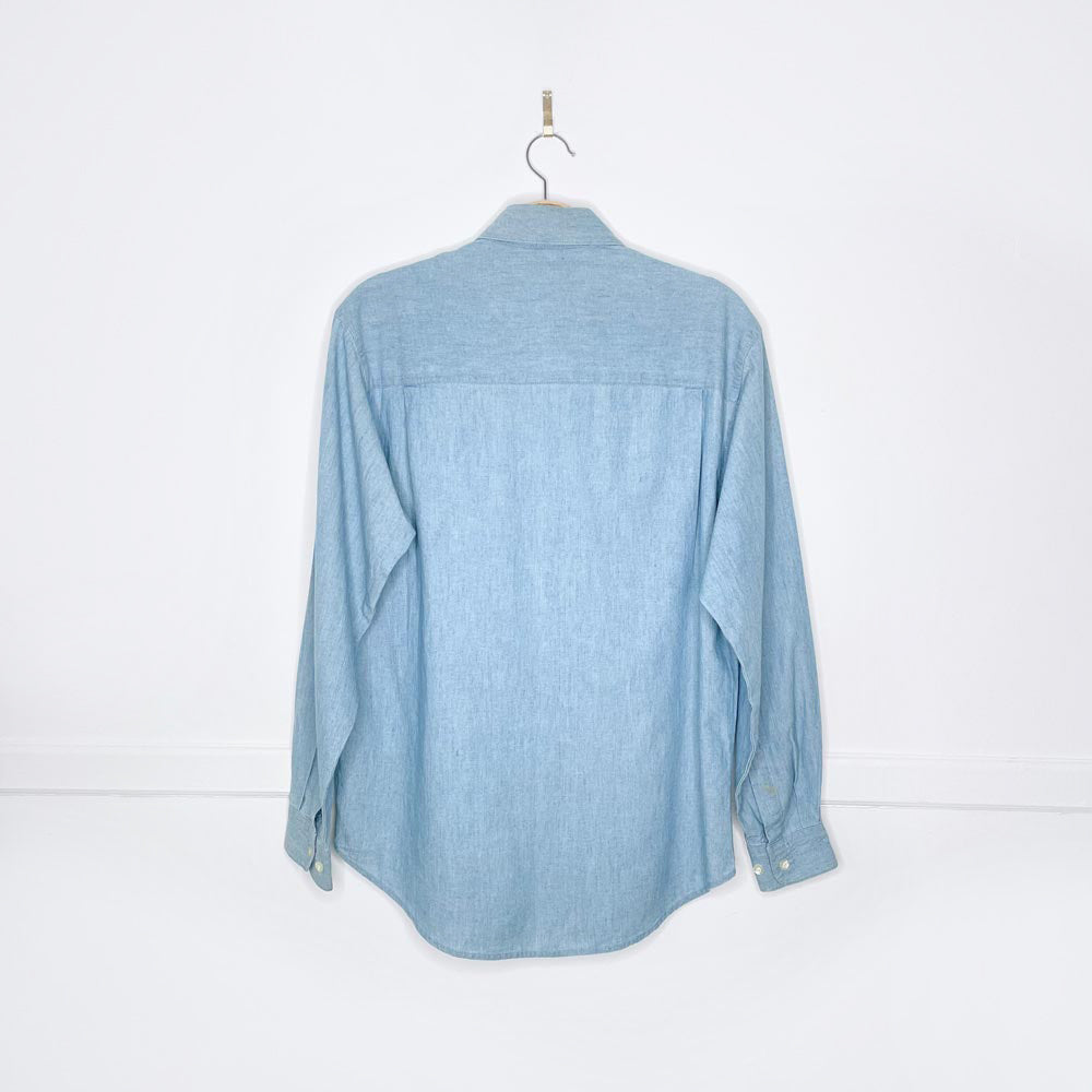 vintage 90s tabi embroidered mittens collar denim shirt