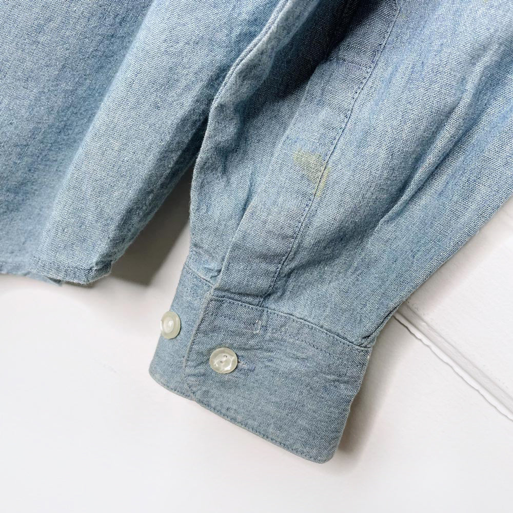 vintage 90s tabi embroidered mittens collar denim shirt