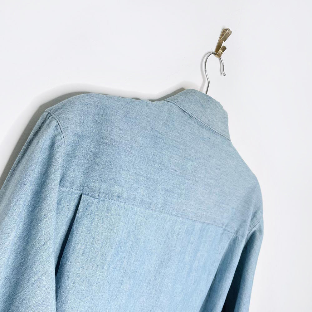 vintage 90s tabi embroidered mittens collar denim shirt