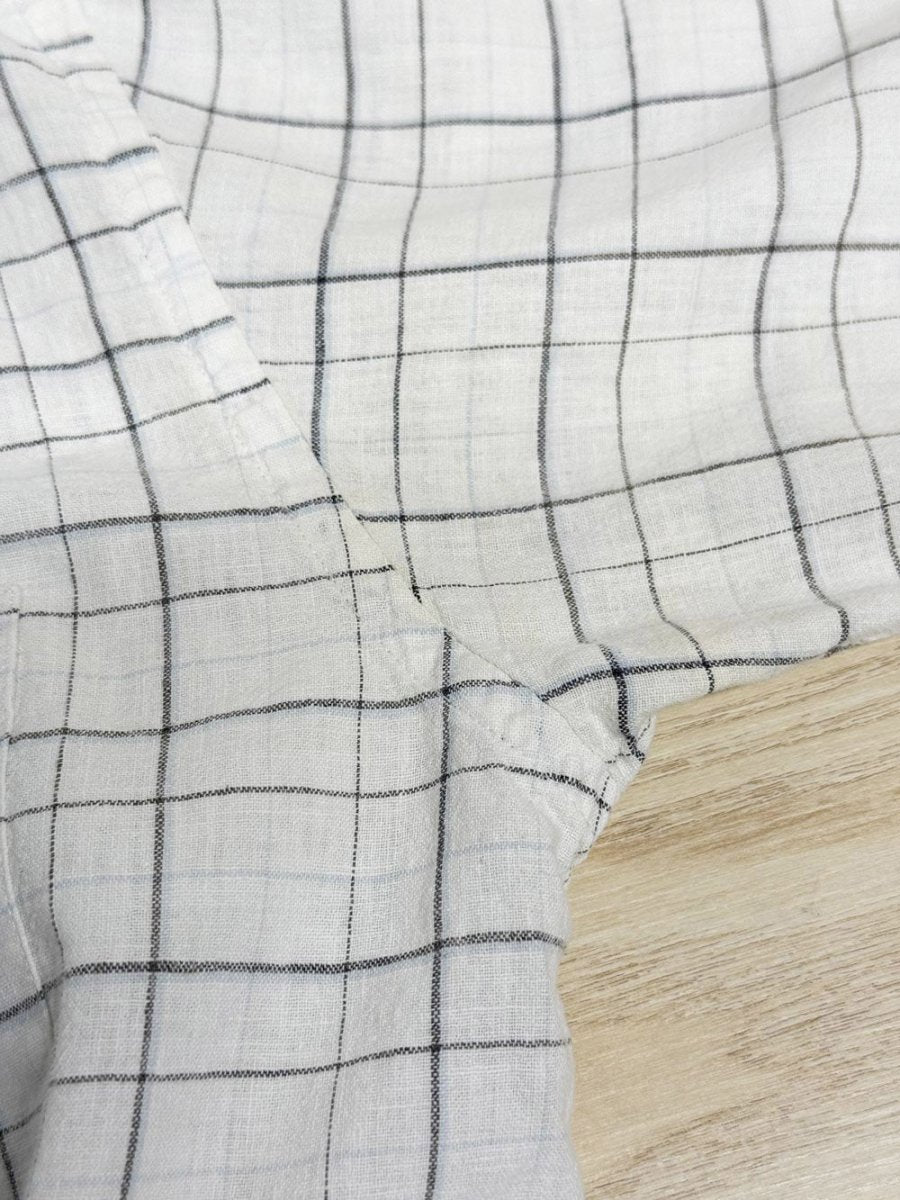 denver hayes linen - blend check full button shirt - good market thrift store