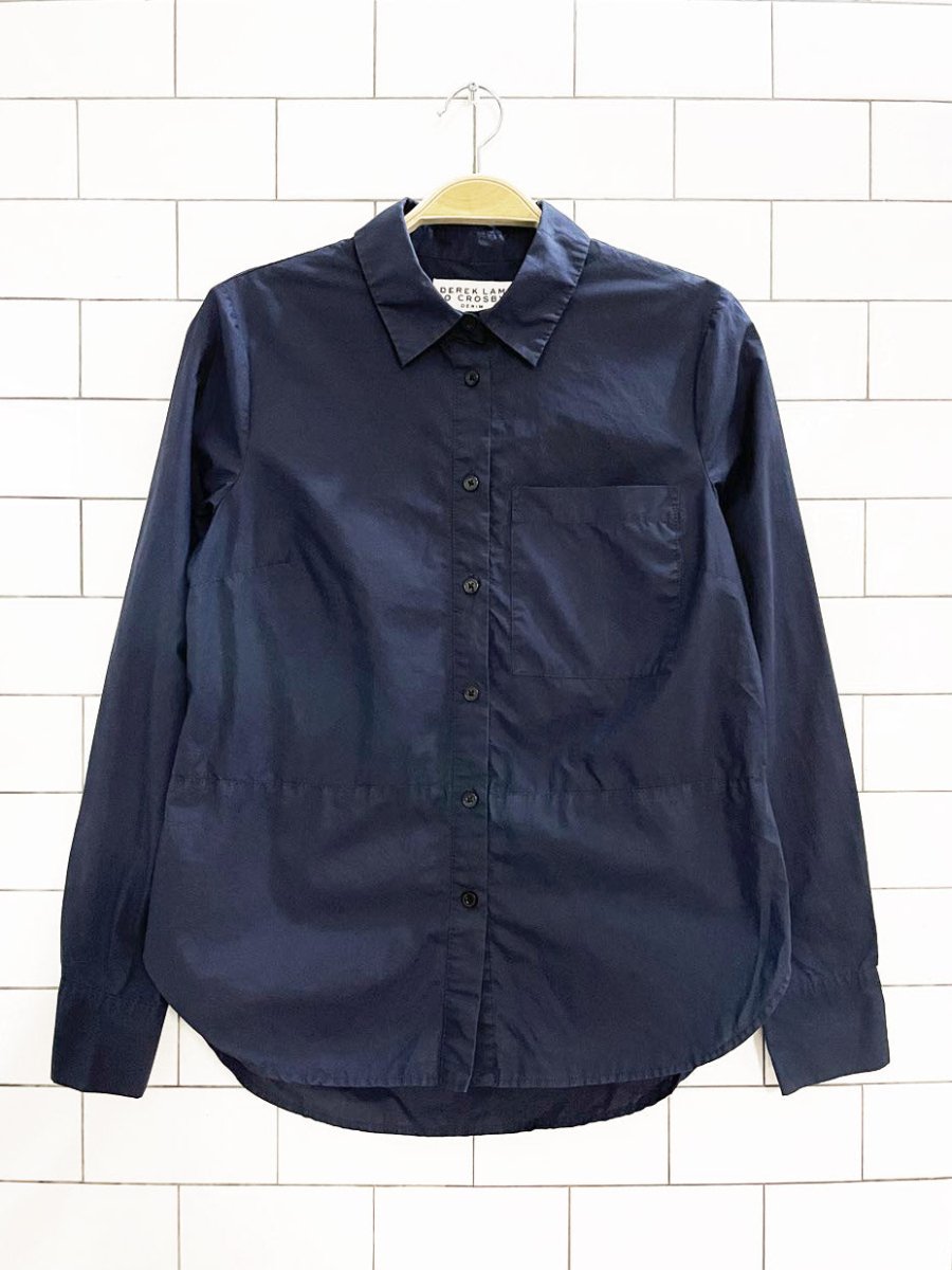 derek lam 10 crosby ruffled poplin cotton full button shirt - good market thrift store