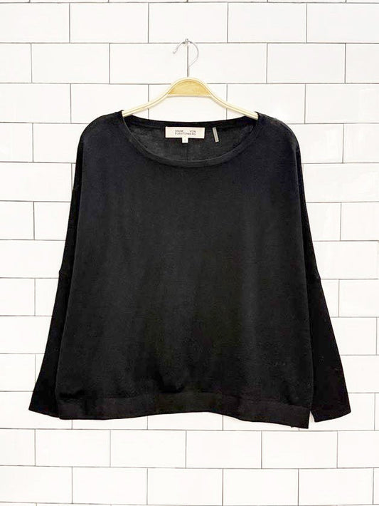 diane von furstenberg 100% merino wool boxy knit sweater - good market thrift store