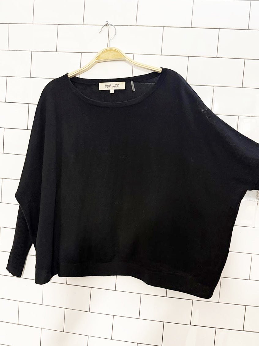 diane von furstenberg 100% merino wool boxy knit sweater - good market thrift store
