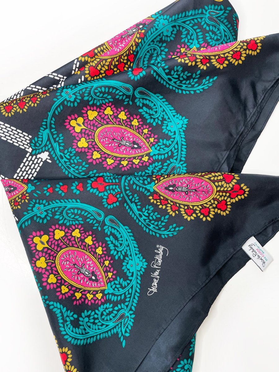 diane von furstenberg 100% silk paisley xl square scarf - good market thrift store