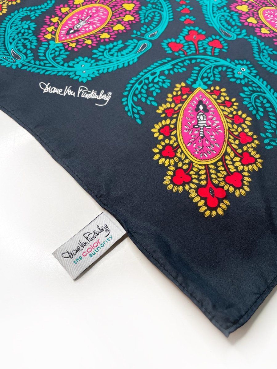 diane von furstenberg 100% silk paisley xl square scarf - good market thrift store