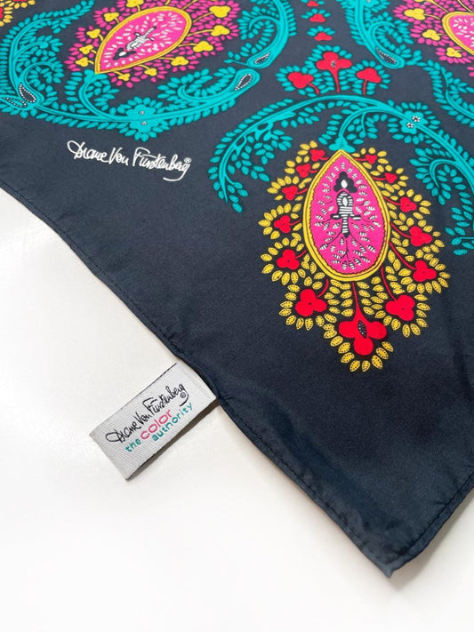 diane von furstenberg 100% silk paisley xl square scarf - good market thrift store