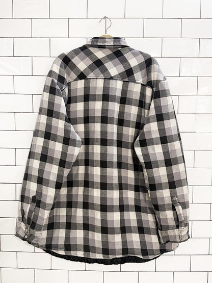 dickies plaid snap button flannel shirt jacket | quilted lining - good market thrift store