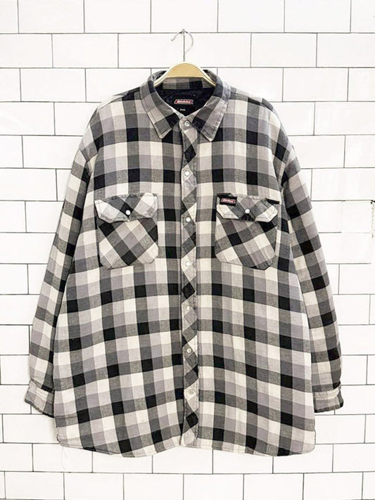 dickies plaid snap button flannel shirt jacket | quilted lining - good market thrift store