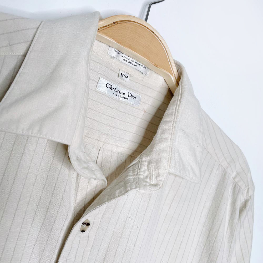 vintage christian dior raw textured cotton short sleeve shirt