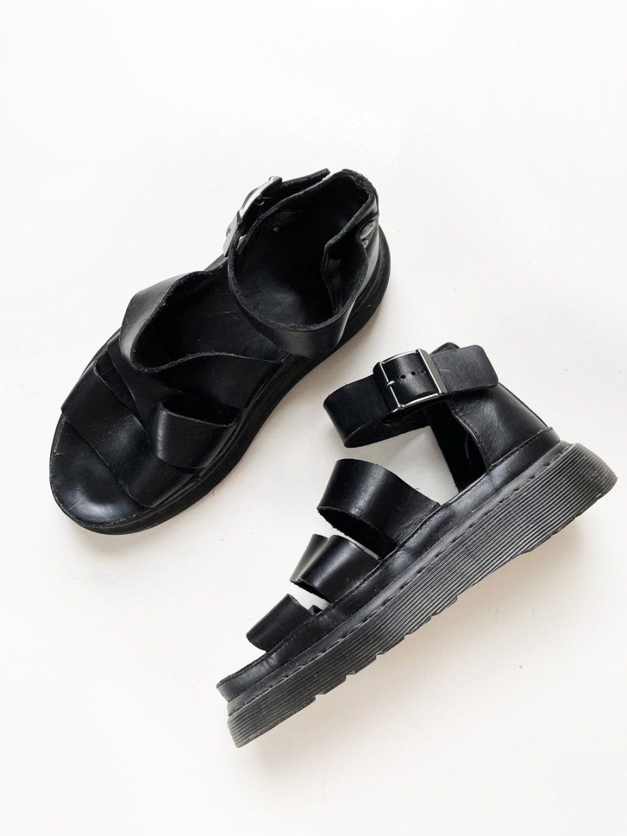 doc martens clarissa leather gladiator chunky sandal - good market thrift store