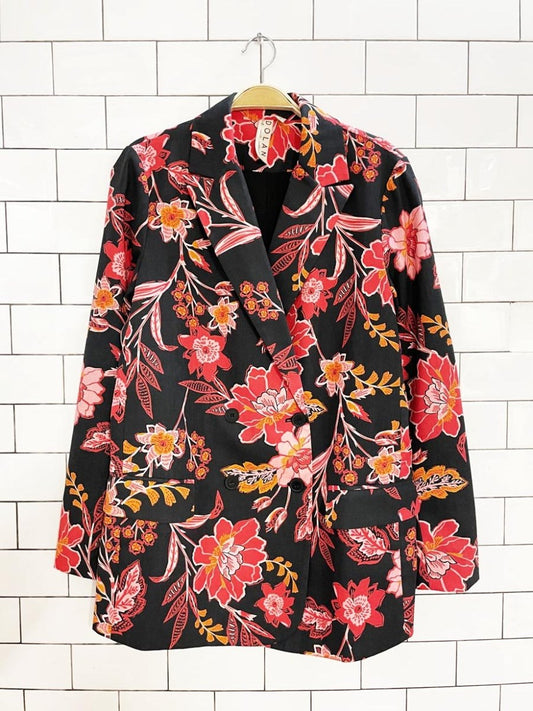 dolan linen - blend floral double breasted blazer | anthropologie - good market thrift store