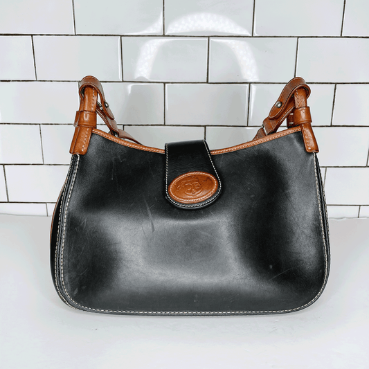 vintage 80s dooney and bourke shoulder feed bag