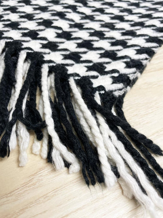 double fringe houndstooth knit scarf - good market thrift store