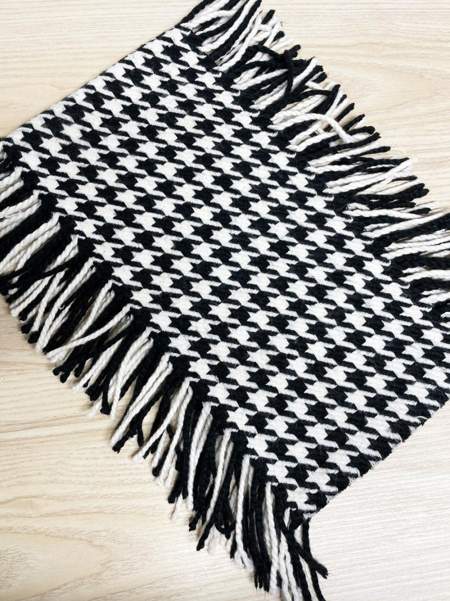 double fringe houndstooth knit scarf - good market thrift store