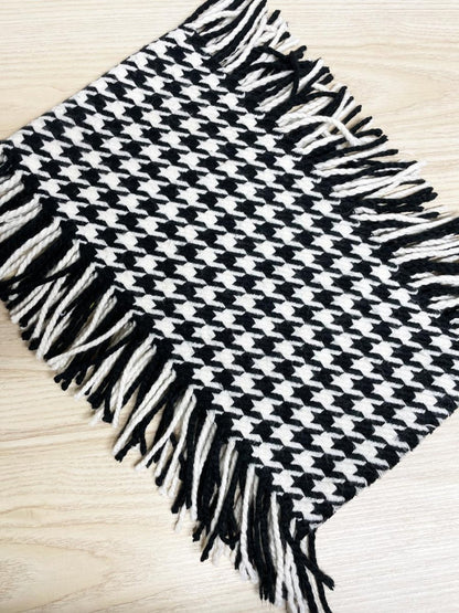 double fringe houndstooth knit scarf - good market thrift store