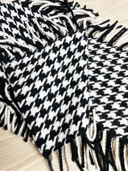 double fringe houndstooth knit scarf - good market thrift store